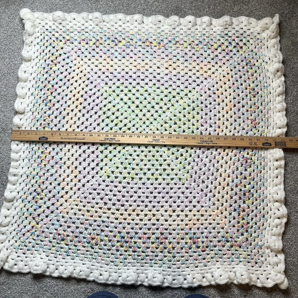Beautiful Pastel Handmade Crochet Afghan Baby Blanket Multicolor Square